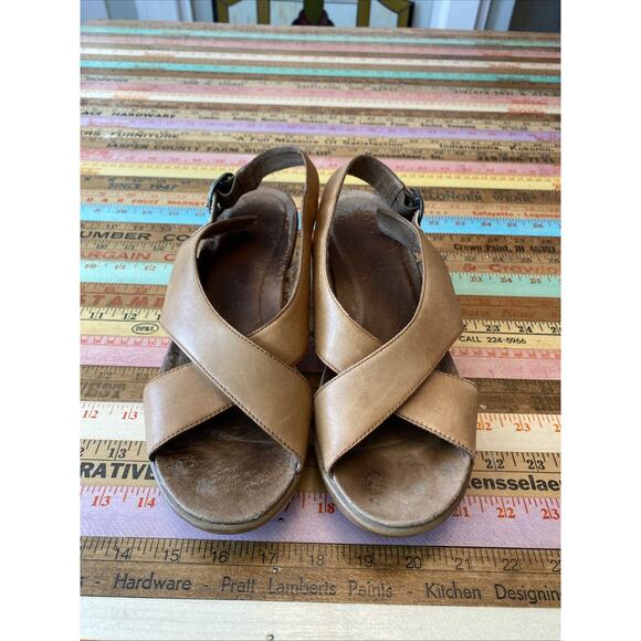 Dansko Open Toe Slide-On Wedge Sandals Brown Women's Sz 9.5 US/EU 40 *read - Picture 1 of 15